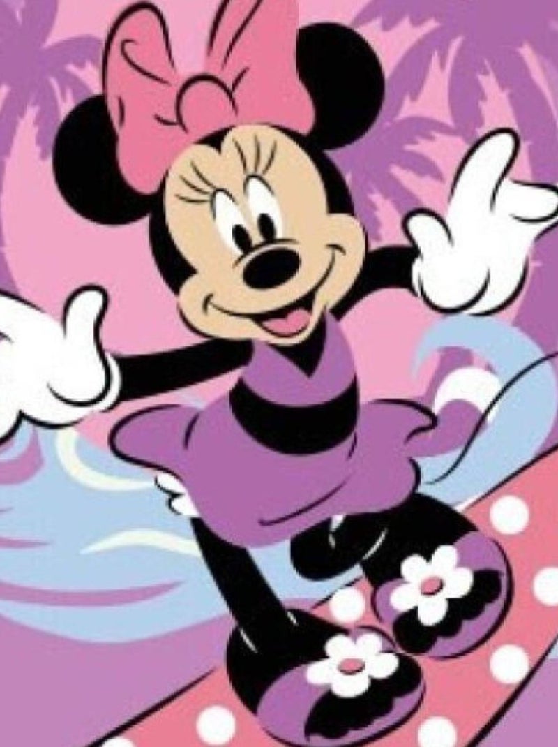 Serviette de plage - Minnie Sur Une Planche De Surf - 70x140 cm Rose - Kiabi