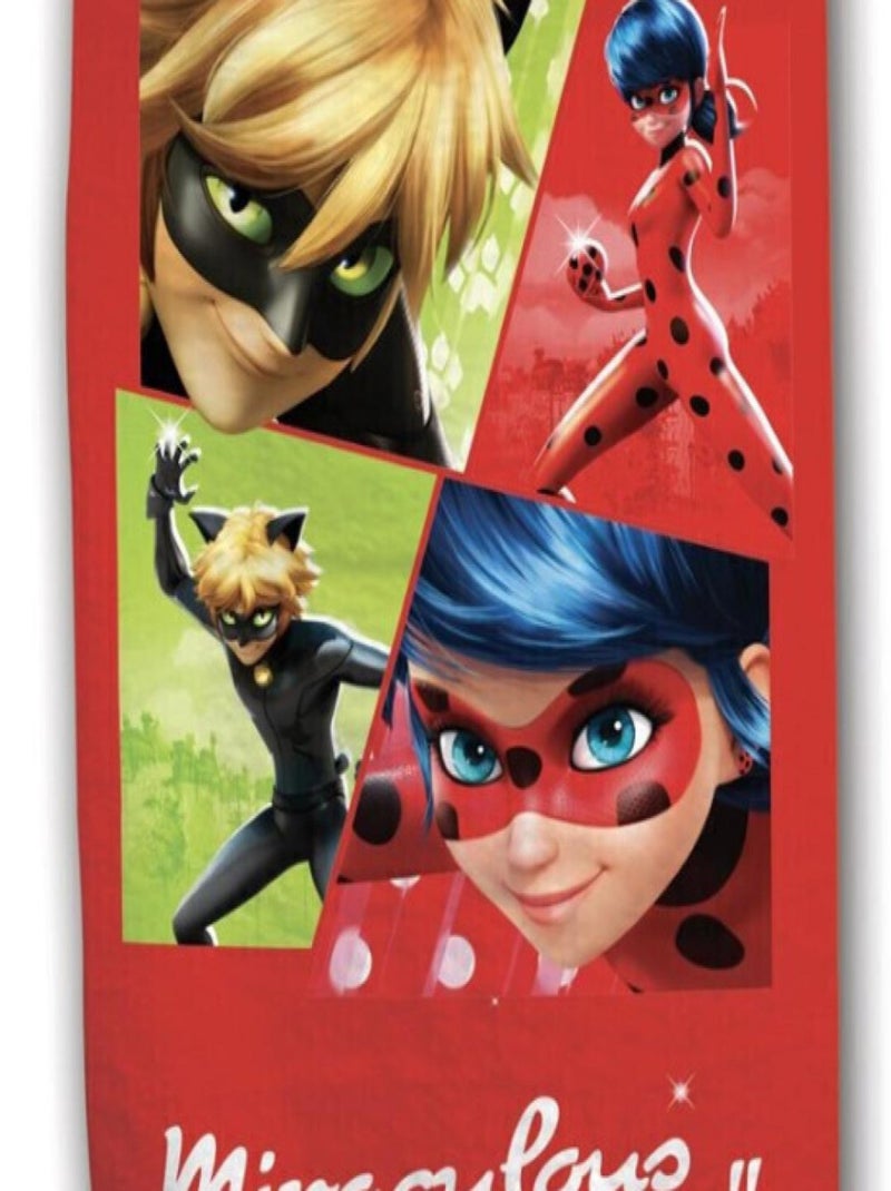Serviette de plage - Miraculous Ladybug - -Power II- - 70x140 cm Rouge - Kiabi