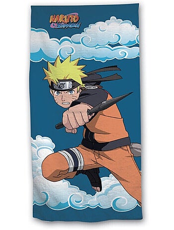 Serviette de plage - naruto au combat- bleue - 70x140 cm