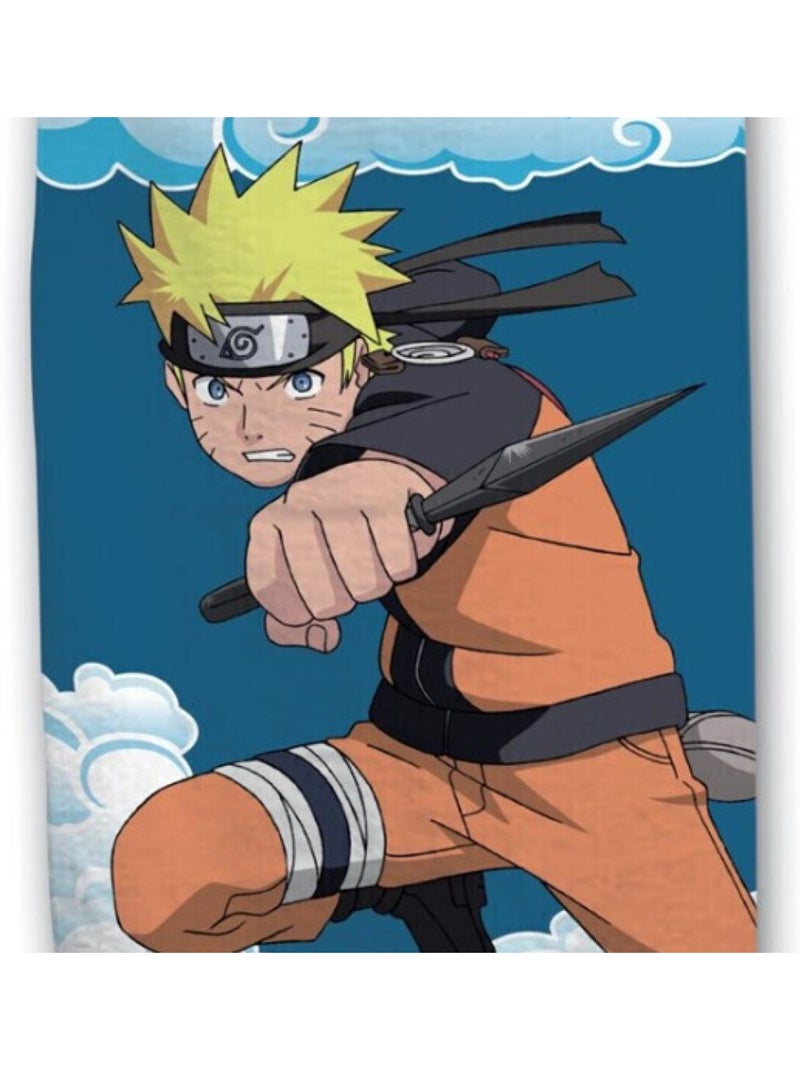 Serviette de plage - naruto au combat- bleue - 70x140 cm Bleu - Kiabi