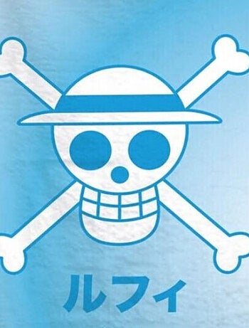 Serviette De Plage - One Piece - Fond Bleu Avec Une Tête De Mort - 70x140 cm