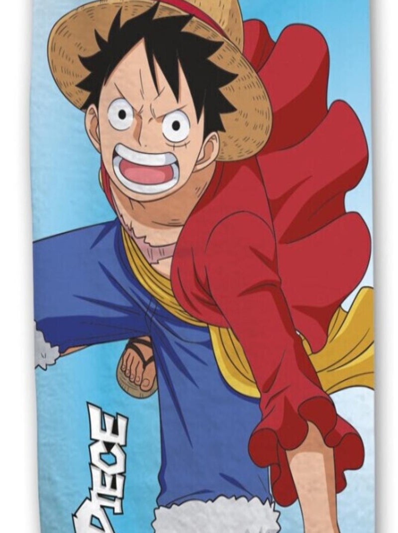 Serviette de plage - One Piece - Luffy poings serrés - 70x140 cm Bleu - Kiabi