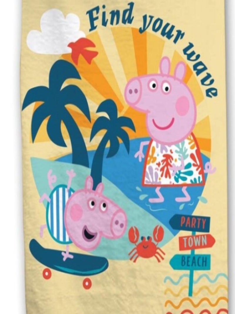 Serviette de plage - Peppa Pig - A La Plage - 70x140 cm Rose - Kiabi