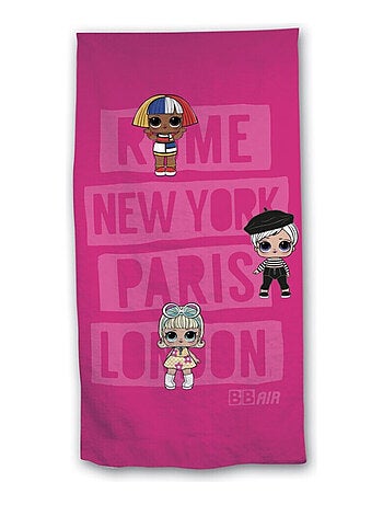 Serviette de plage - Poupées LOL Surprise - -Rome, New-York, Paris, London- - 70x140 cm
