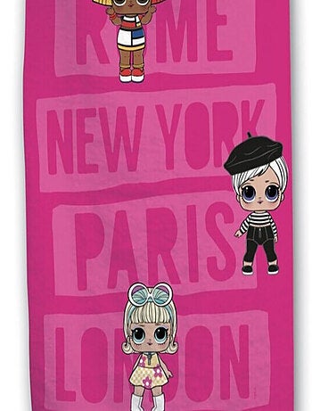 Serviette de plage - Poupées LOL Surprise - -Rome, New-York, Paris, London- - 70x140 cm