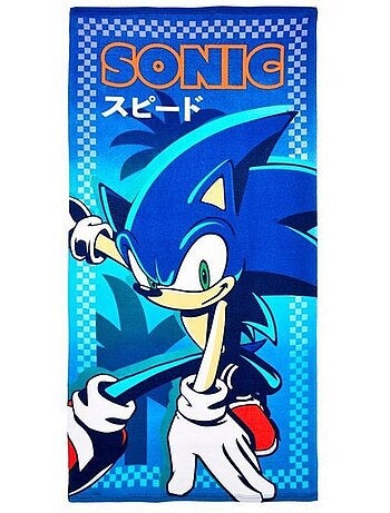Serviette de plage - sonic - sonic the hedgehog - 70x140 cm - séchage rapide - visuel sonic