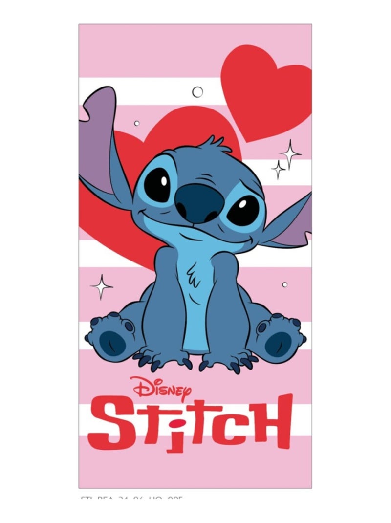 Serviette de plage - Stitch Amoureux Avec Des cœurs - 70x140 cm Multicolore - Kiabi