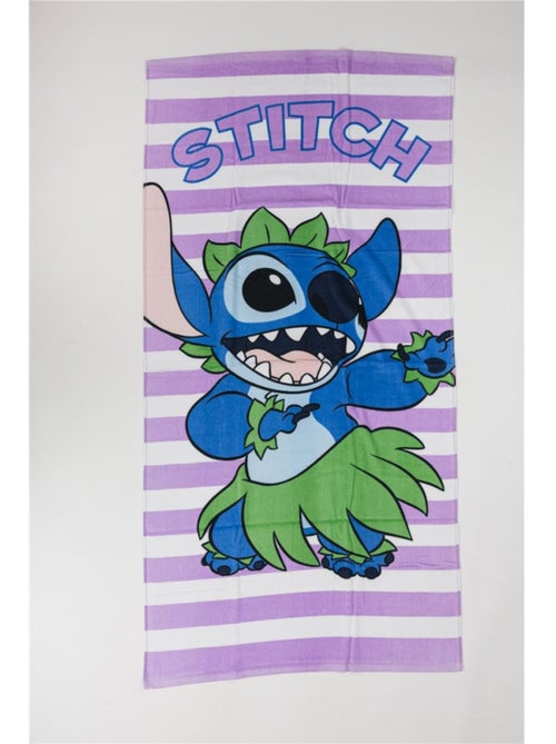 Serviette de plage - Stitch avec des rayures blanche et violet et une tenue hawaïenne - 70x140 cm - Kiabi Serviette de plage - Stitch avec des rayures blanche et violet et une tenue hawaïenne - 70x140 cm - Kiabi
