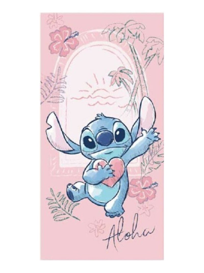 Serviette De Plage - Stitch Devant Une Fenêtre - 70x140 cm Multicolore - Kiabi