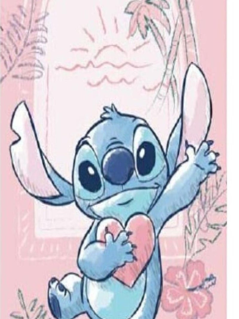 Serviette De Plage - Stitch Devant Une Fenêtre - 70x140 cm Multicolore - Kiabi