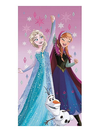 Serviette de plage 70x140 cm La Reine des neiges Elsa, Anna et Olaf