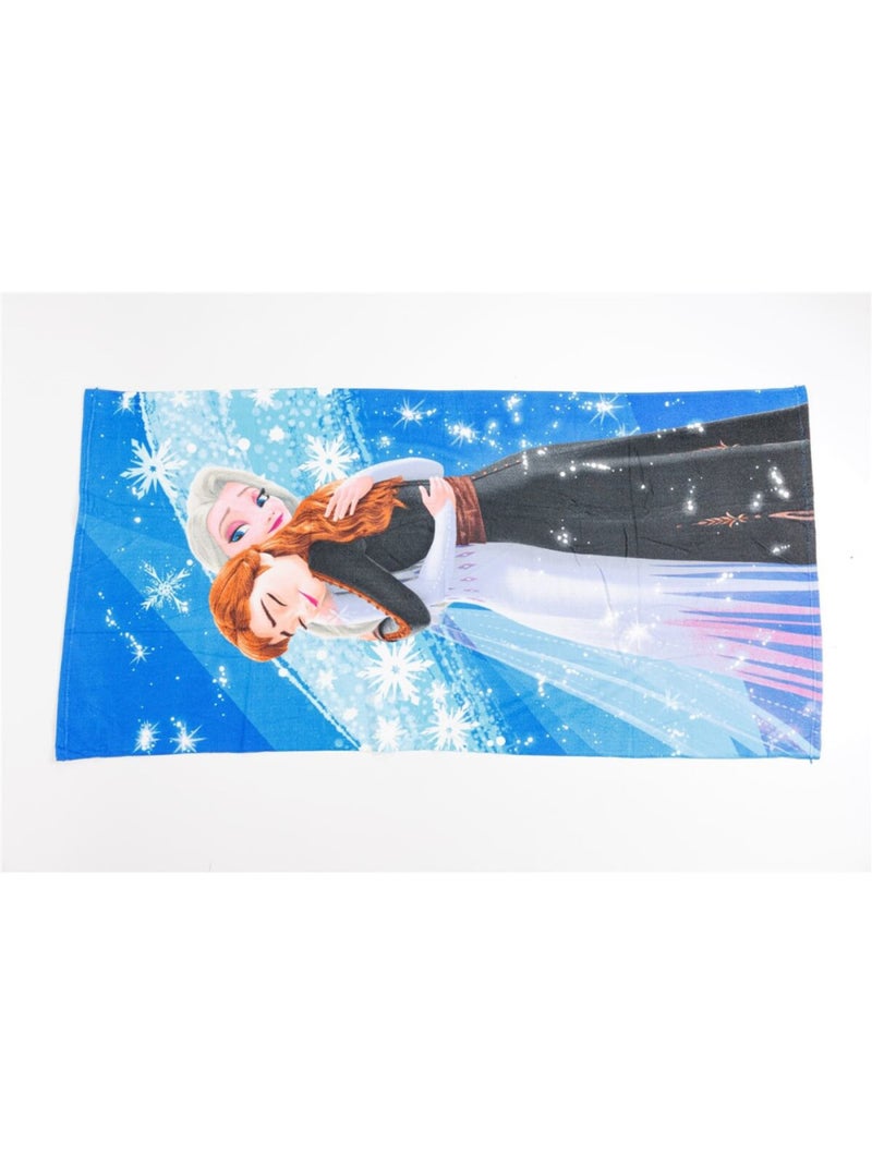 Serviette de plage 70x140 cm La Reine des neiges Elsa et Anna Bleu - Kiabi