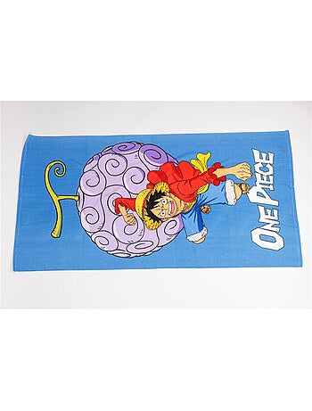 Serviette de plage 70x140 cm One Piece Bleu Luffy avec son fruit du démon