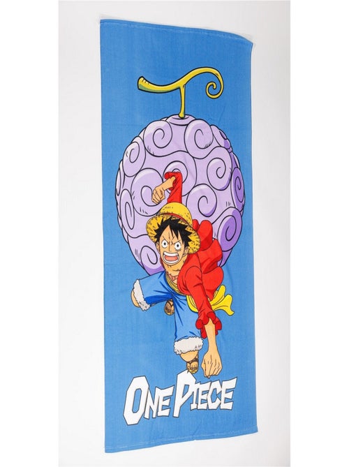 Serviette de plage 70x140 cm One Piece Bleu Luffy avec son fruit du démon - Kiabi