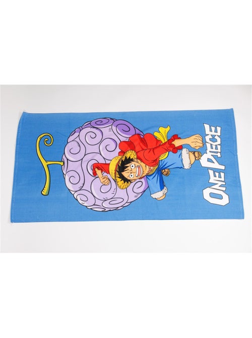 Serviette de plage 70x140 cm One Piece Bleu Luffy avec son fruit du démon - Kiabi