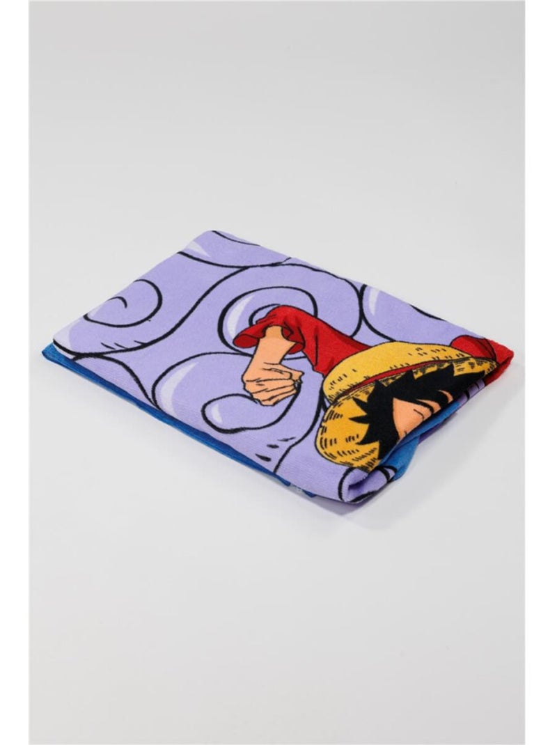Serviette de plage 70x140 cm One Piece Bleu Luffy avec son fruit du démon Bleu - Kiabi
