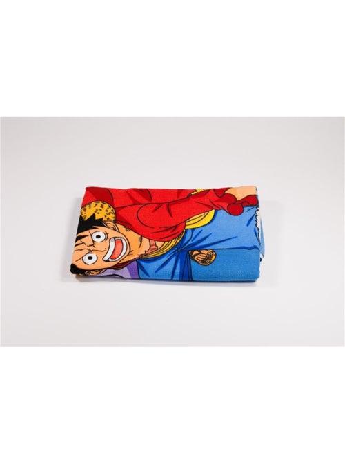 Serviette de plage 70x140 cm One Piece Bleu Luffy avec son fruit du démon - Kiabi