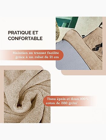 Serviette de plage à rabat pour transat de bain, 100 % coton - Vivezen