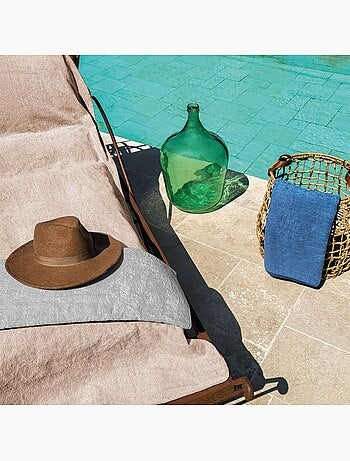 Serviette de plage à rabat pour transat de bain, 100 % coton - Vivezen