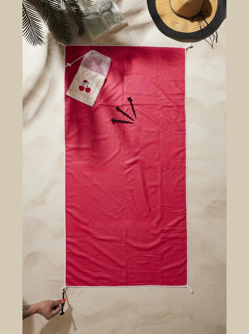 Serviette de plage avec ses piquets collection PLAYA Rouge - Kiabi