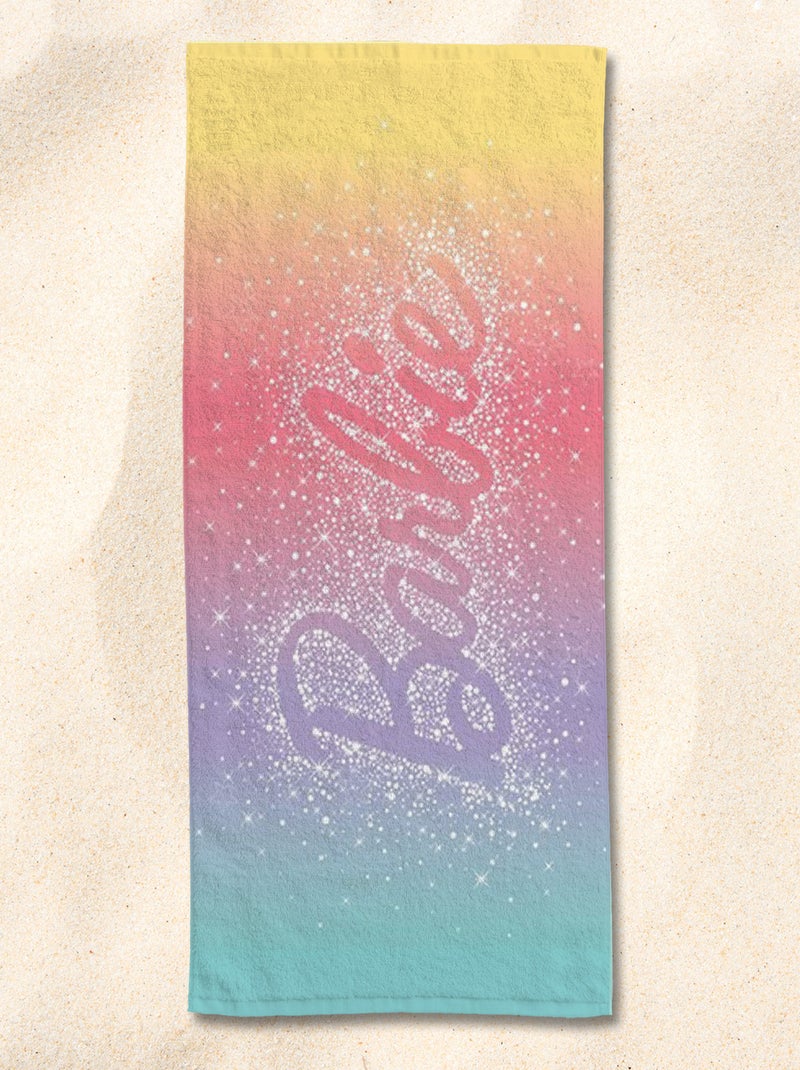 Serviette de plage Barbie Arc-en-ciel 75x150 cm - 100% Coton - Multicolore Multicolore - Kiabi
