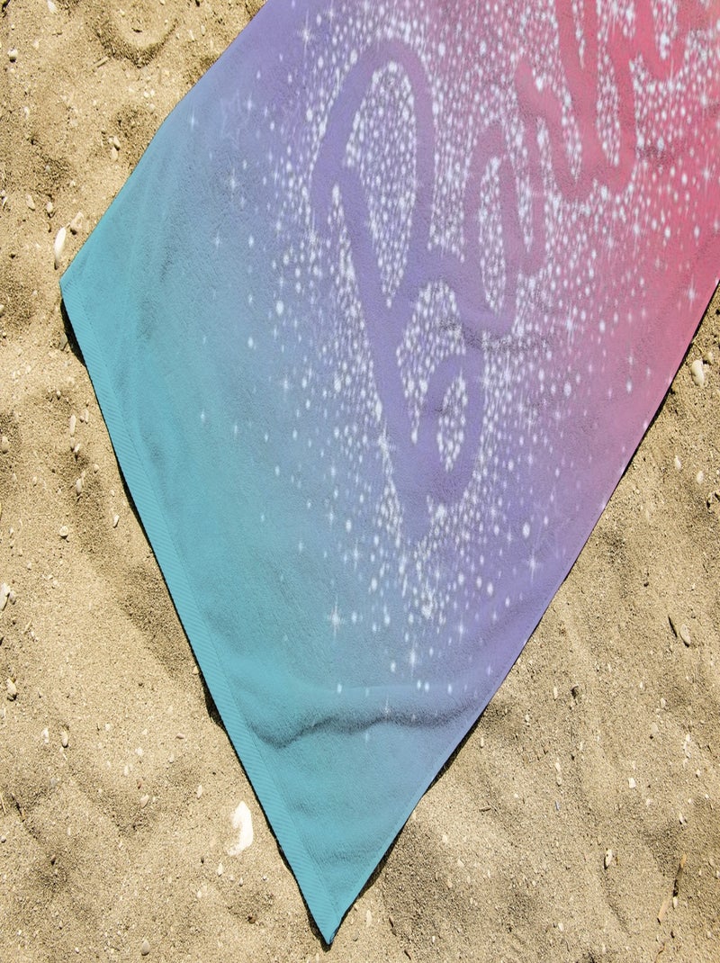 Serviette de plage Barbie Arc-en-ciel 75x150 cm - 100% Coton - Multicolore Multicolore - Kiabi