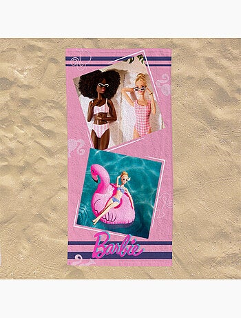 Serviette de plage Barbie détente piscine et plage 70x140 cm - 100% Polyester - Rose