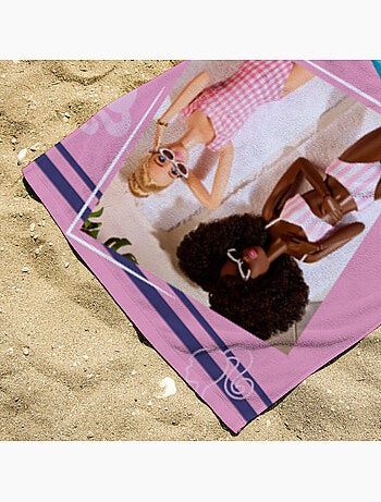 Serviette de plage Barbie détente piscine et plage 70x140 cm - 100% Polyester - Rose