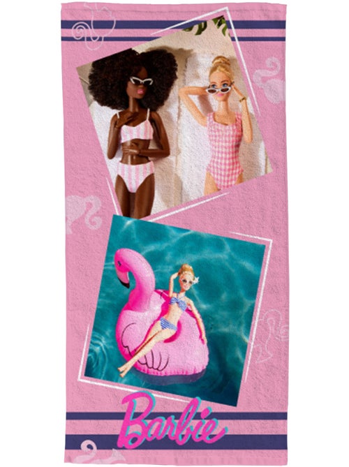 Serviette de plage Barbie détente piscine et plage 70x140 cm - 100% Polyester - Rose - Kiabi