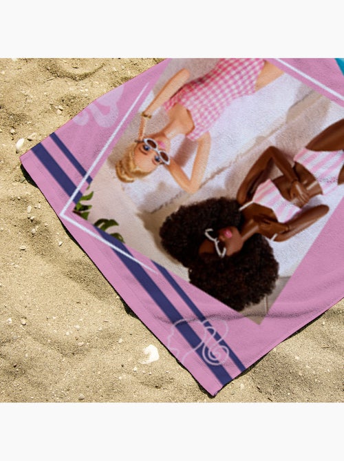 Serviette de plage Barbie détente piscine et plage 70x140 cm - 100% Polyester - Rose - Kiabi