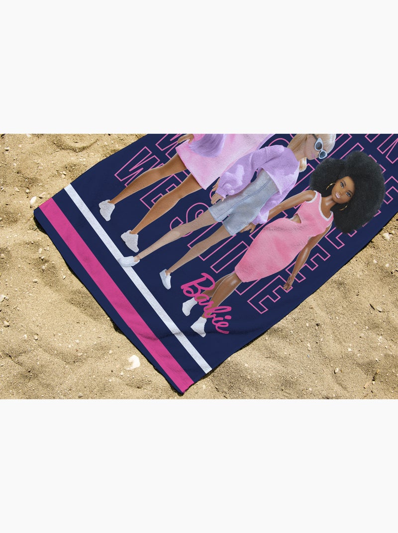 Serviette de plage Barbie Mattel 70x140 cm - 100% Coton - 300 GSM Bleu marine - Kiabi