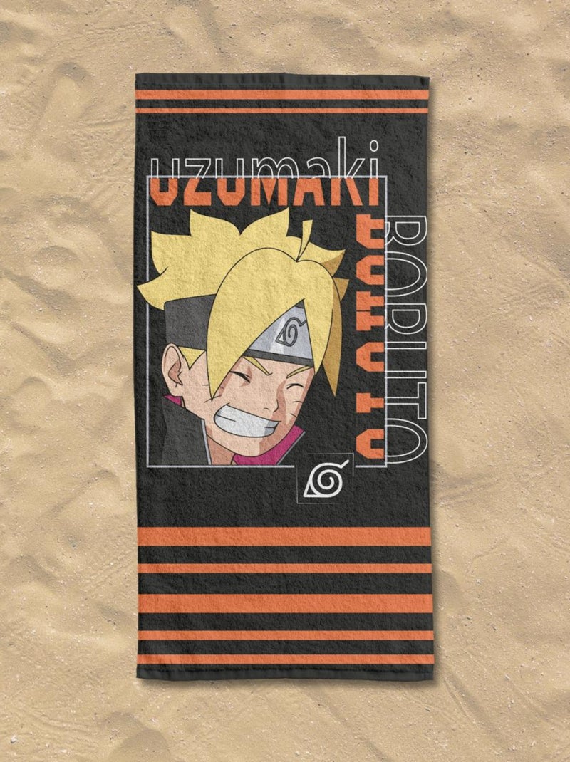 Serviette de plage Boruto Uzumaki 70x140 cm - 100% Coton - 300 GSM Noir - Kiabi