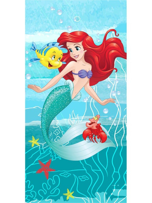 Serviette de plage coton imprimée Ariel Disney Princess - Kiabi