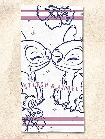Serviette de plage Disney Angel et Stitch 70x140 cm - 100% Coton - 300 GSM