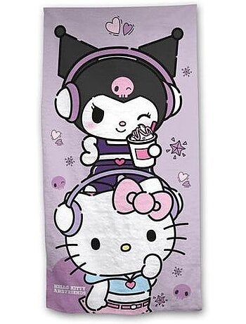 Serviette de plage enfant - Motif Kuromi 70x140 cm - HELLO KITTY AND FRIENDS