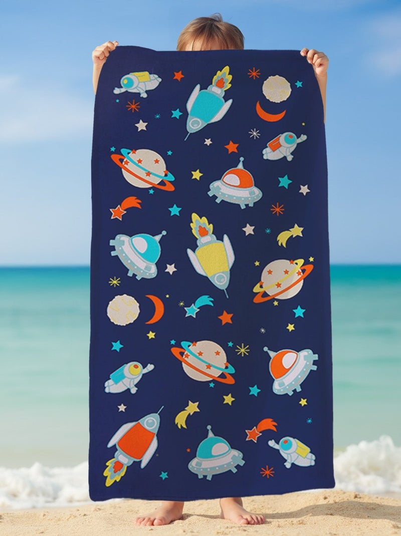 Serviette de plage enfant microfibre Bleu 70x140 250g/m² - Galaxy Bleu - Kiabi