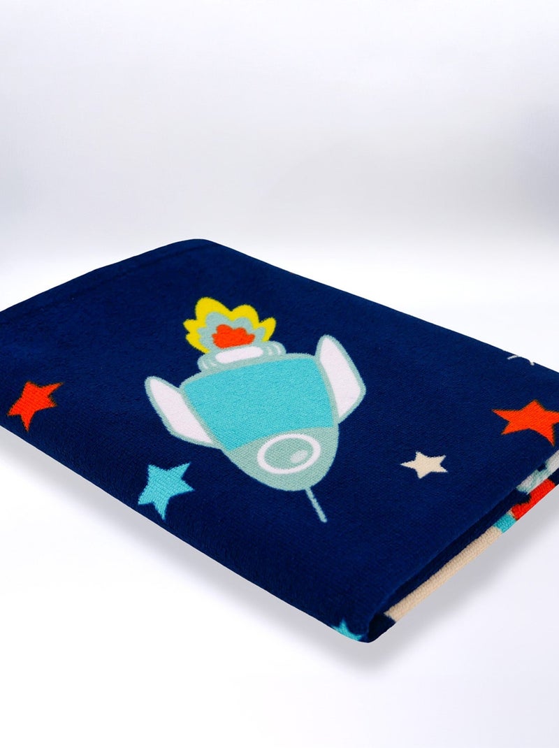 Serviette de plage enfant microfibre Bleu 70x140 250g/m² - Galaxy Bleu - Kiabi