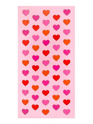 Serviette de plage enfant microfibre Rose 70x140 250g/m² - Cœurs