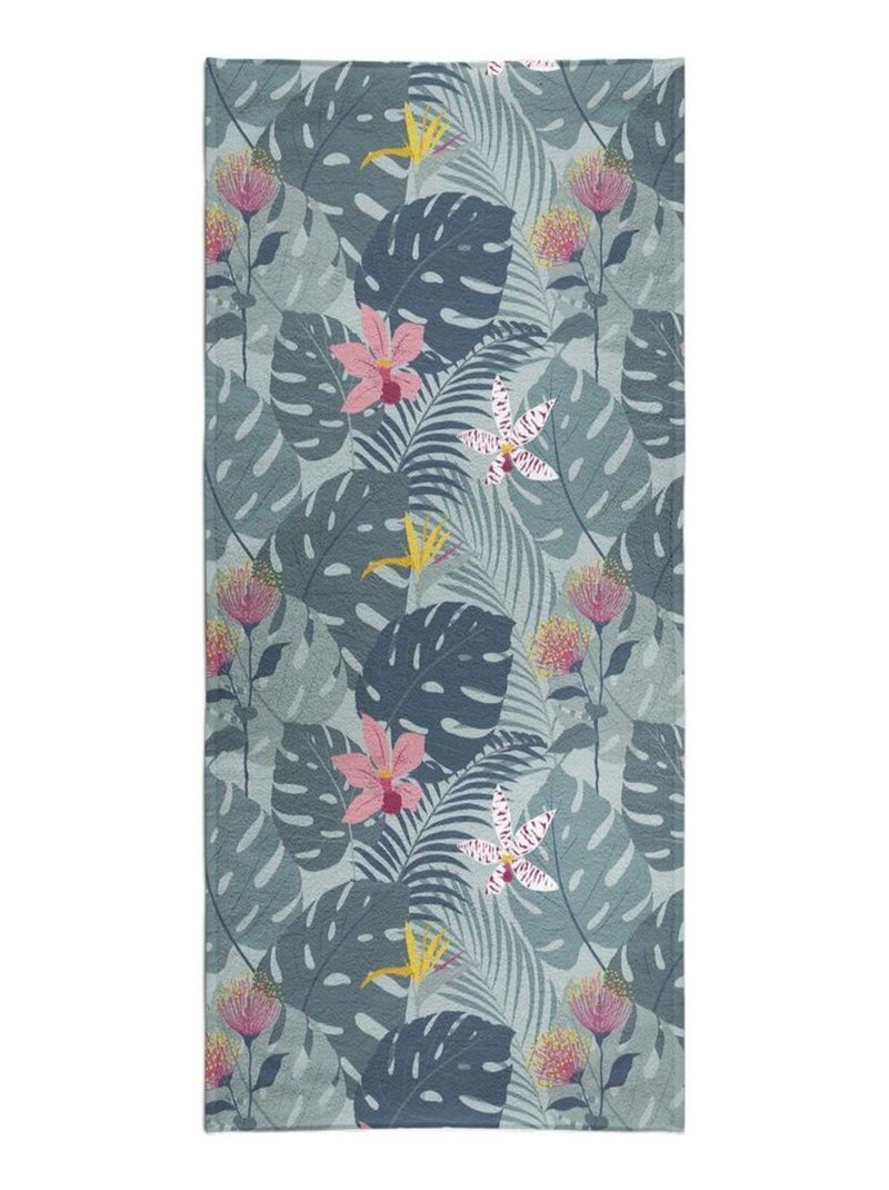 Serviette de plage éponge imprimé SUMMER AMAZONIA Bleu céladon - Kiabi