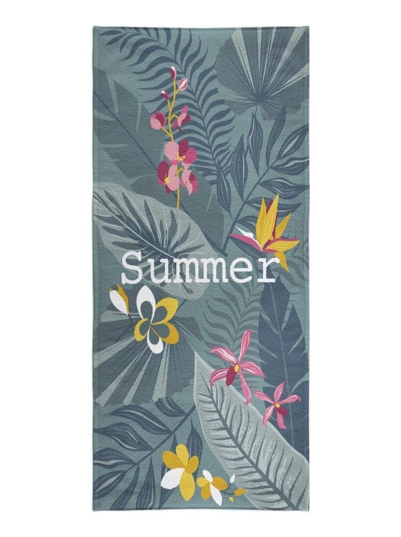 Serviette de plage éponge imprimé SUMMER AMAZONIA Bleu - Kiabi