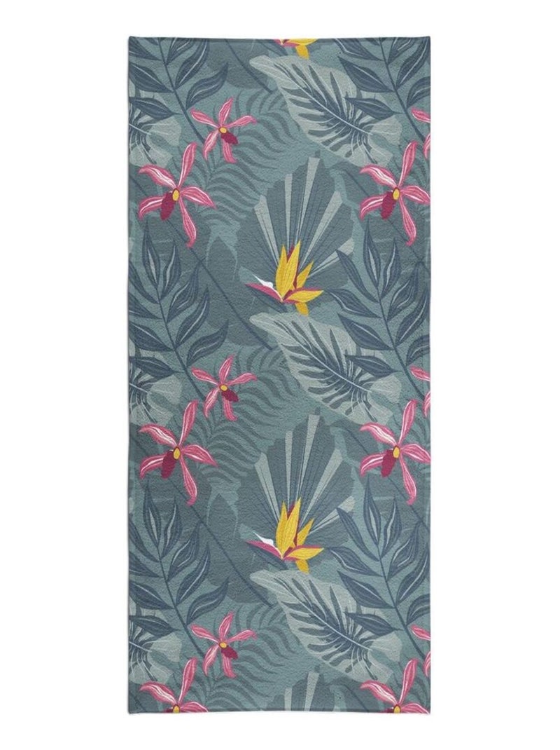 Serviette de plage éponge imprimé SUMMER AMAZONIA Bleu pétrole - Kiabi