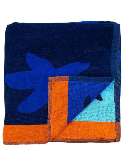 Serviette de plage éponge velours Jacquard Algas 140x180 400g/m² - Kiabi