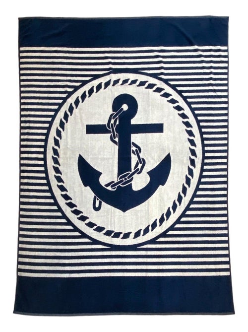 Serviette de plage éponge velours Jacquard Baltimore 140x180 400g/m² - Kiabi