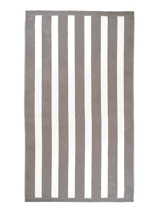 Serviette de plage éponge velours Jacquard Beige 100x175 470g/m² - Bahia Taupe