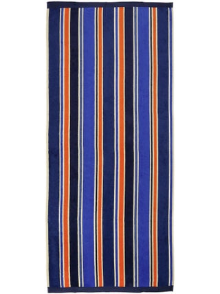 Serviette de plage éponge velours Jacquard Bleu 100x175 470g/m² - Kapados