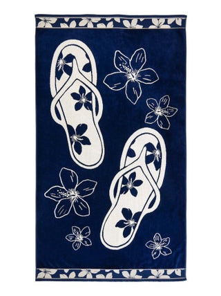 Serviette de plage éponge velours Jacquard Bleu 100x175 470g/m² - Patong