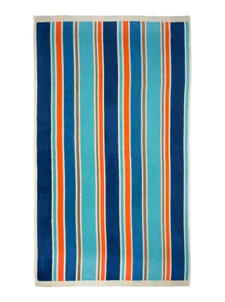 Serviette de plage éponge velours Jacquard Bleu 100x175 470g/m² - Zamora