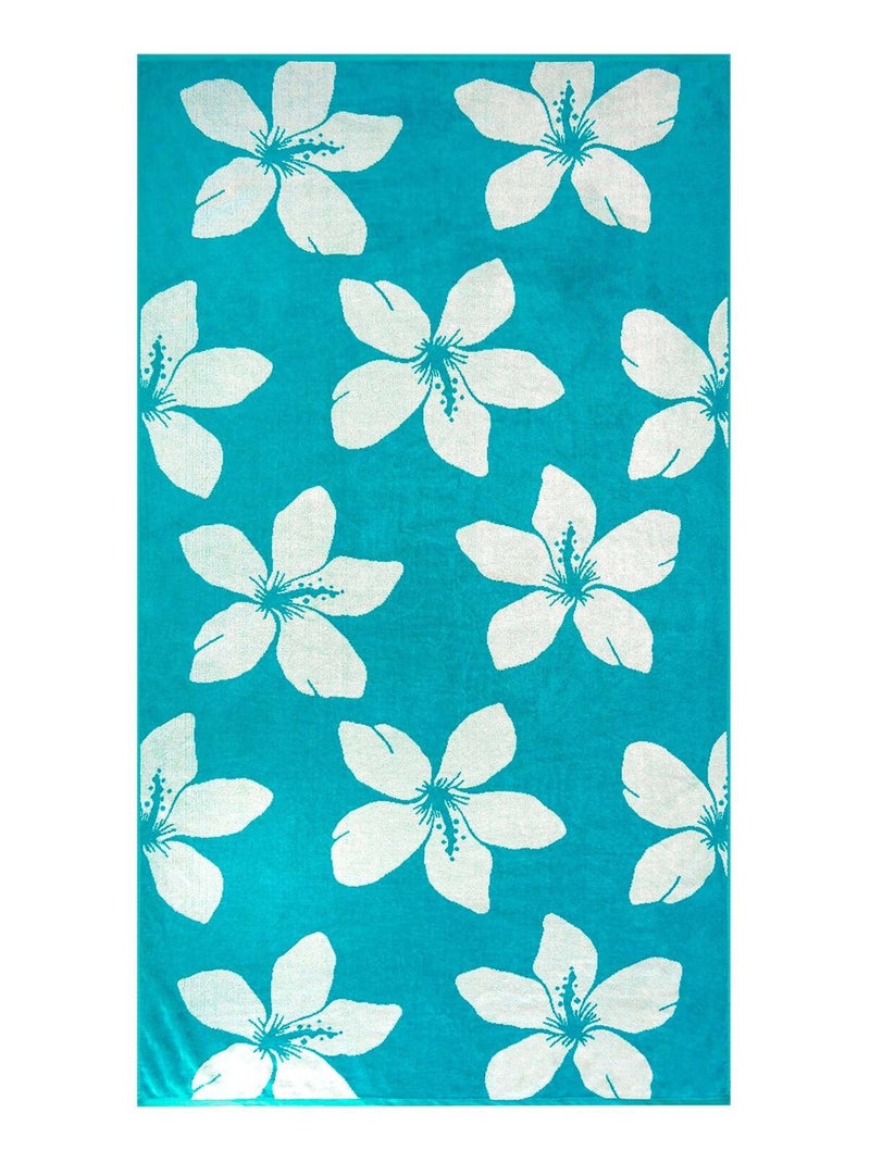 Serviette de plage éponge velours Jacquard Bleu 90x170 400g/m² - Caracol Bleu - Kiabi