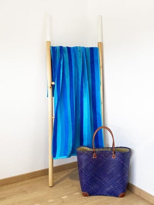 Serviette De Plage Alpes Blanc Motif Ancre - 140x180 Cm, 100% Coton égyptien 450 G/m² | Bleu Et Blanc, Grande Taille