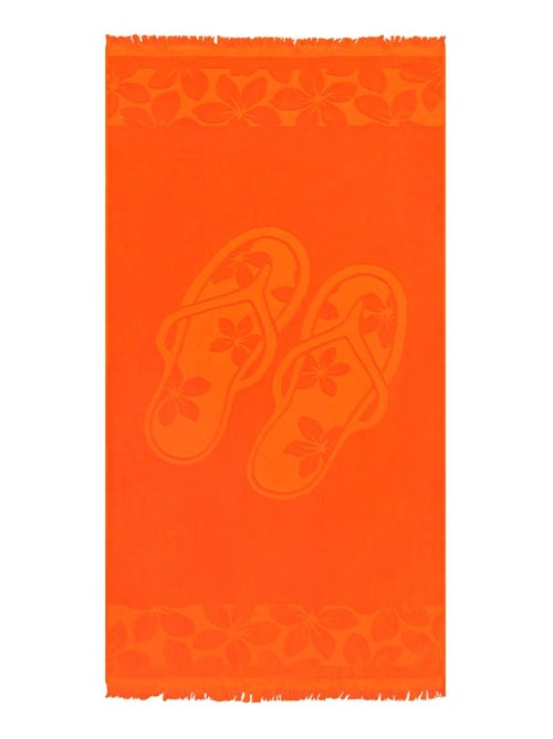 Serviette de plage éponge velours Jacquard ciselé Orange 90x170 340g/m² - Kerlaz - Kiabi